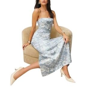 Reformation Frankie Silk Maxi Dress Idyllic Floral Size 8 Smocked Back